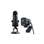 Logitech - STREAMCAM Graphite + Blue - Yeti Blackout  Microphone  - Bundle