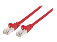 Intellinet Network Patch Cable, Cat7 Cable/Cat6A Plugs, 0.25m, Red, Copper, S/FTP, LSOH / LSZH, PVC, RJ45, Gold Plated Contacts, Snagless, Booted, Lifetime Warranty, Polybag - Cordon de...