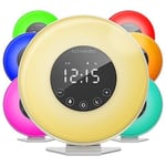 hOmeLabs Sunrise Alarm Clock - Digital LED Clock with 6 Colour Switch and FM