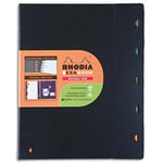 Rhodia Cahier Exabook rechargeable - reliure spirale A4+ feuilles perforées 4 trous fermeture par élastique 160 pages petits carreaux