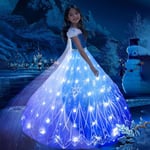 Uporpor Frozen Prinsessan Elsa LED-Ljusklänning för Flickor Barn Cosplay Festkläder Snödrottningen Karneval Jul Bal Klänning 4pcs set no dress 110cm