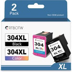 Lot De 2 Cartouches D'Encre Compatibles 304 Pour Hp 304Xl 304 Xl Haut Rendement (Noir Et Couleur) Pour Ordinateur De Bureau 2620 2625 2630 2635 2655 3700 3720 3755 Envy 5010 5020 5[DYJ070775]