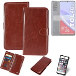 CASE FOR TCL 40 SE BROWN FAUX LEATHER PROTECTION WALLET BOOK FLIP MAGNET POUCH C