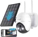 5MP Camera Surveillance WiFi Exterieure sans Fil, Camera Solaire, Camera 360 Degrés, Détection Humaine PIR, Vision Nocturne Couleur, Audio Bidirectionnel, Sirène Alarme/Alexa/Carte/Cloud/IP65.[G338]