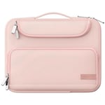 MoKo 12.9 Inch Laptop Sleeve Case Fits 13 Inch New iPad Pro M4 & Air M2 2024, iPad Pro 12.9 in, Galaxy Tab S8+/S9+ 12.4, Waterproof Polyester Bag with Double Pockets, Retractable Handle, Pink