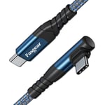 Câble USB C vers USB C,1,8m 60 W de type C vers type C à angle droit de 90 degrés,chargeur de charge rapide PD compatible avec Galaxy S22 S21 Mac-Book i-Pad Pro i-Pad Air (1,8 m,bleu)