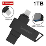 Lenovo-Clé USB 128 OTG 2 en 1 pour PC,support à mémoire de 3.0 Go,1 To,compatible avec iPhone,iPad,Android - Type black1T