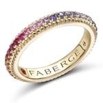 Faberge 18ct Yellow Gold Multi Stone Rainbow Fluted Band Ring - 56