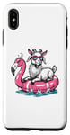 iPhone XS Max Funny Goat On Flamingo Floatie Summer Vibe Pool Party Case