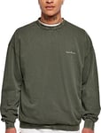 Urban Classics Men's Small Embroidery Crew Sweatshirt, Bottle Green, S