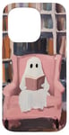 iPhone 15 Pro Cute Reading Ghost Pink Book Lover Bookish Library Art Case