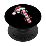 Bonnet de Père Noël en forme de canne à sucre d'orge PopSockets PopGrip Adhésif