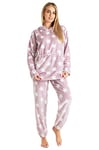 CityComfort Pyjama Femme Hiver Polaire, Ensemble Pyjama Chaud à Capuche pour Femme Ado, Idée Cadeau pour Elle (Étoile Rose, S)