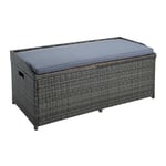 Banc de jardin en polyrotin avec coffre de rangement coussins, banc avec coffre Gris antique