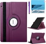 Étui Housse Coque Pour Huawei Mediapad T3 9.6 Pouces 2017 (Ags-W09 Ags-L09 Ags-L03) - 360 Degrés Rotation Full Protection Kickstand Case Cover,Avec Un Stylo,Écran Film (Purple)