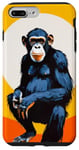 Coque pour iPhone 7 Plus/8 Plus Chimpanzé à l'horizon avec soleil dans le jeu de couleurs primate singe