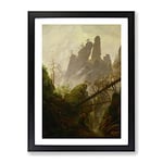 Friedrich Caspar David Rocky Ravine By Caspar David Friedrich Classic Painting Framed Wall Art Print, Ready to Hang Picture for Living Room Bedroom Home Office Décor, Black A2 (64 x 46 cm)