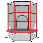 COSTWAY Trampoline Extérieur Enfants Ø165 CM avec Filet de Sécurité, Trampoline Enfants avec Cadre en Acier & 6 Poteaux Recouvert de Mousse, Charge Max 135kg pour Garçon et Fille