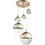 Suspension plafonnier boule de verre salon suspension lumineuse or dans un ensemble comprenant des ampoules led