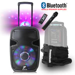 Portable Party Speaker Battery Powered, Bluetooth, Microphone, Lights & Bag 12"