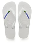 Havaianas Kids Brasil Logo Flip Flop Sandal - White, White, Size 10-11 Younger