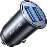 Chargeur Allume Cigare Usb, Ultra Compact Usb 24w/4.8a Chargeur De Voiture, En Alliage D'aluminium Charge Rapide Chargeur Voiture Pour Iphone 14/14 Plus/14 Pro , Ipad, Samsung Galaxy S22[X436]