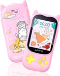 32Go Mp3 Enfant Bluetooth 5.3 Avec Haut-Parleur, Mignon Chat Design Lecteur Écran Tft 2,4 Pouces, Baladeur Fille Avec Bouton De Jeu/Volume, Radio Fm,Réveil,Carte Tf Jusqu'À 128G-Rose