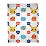 Character World Pokémon Official Fleece Blanket | Pikachu Badges Design Super Soft Warm Throw Brands | Perfect For Any Children's Bedroom, Camping & Sleepovers | Size 100x150cm