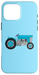 Coque pour iPhone 16 Pro Max Bleu Vintage Tracteur Fermier Agriculteur Papa Grand-Père