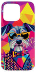 Coque pour iPhone 15 Pro Max Figurine schnauzer miniature tendance et colorée Pop Art