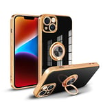 Newseego Coque Compatible avec iPhone 14 (6,1 Pouces), Coque iPhone 14 en Silicone Souple Brillant avec Support de Bague à 360 degrés Support de Voiture Magnétique Housse de Protection iPhone 14-Noir