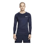 Nike M NP Top LS Tight T-Shirt à Manches Longues Homme, Obsidian/(White), FR : L (Taille Fabricant : L-T)