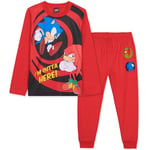 SONIC THE HEDGEHOG, Shadow Boys Long Sleeve Pyjama Set, Cosy Nightwear Soft PJs Loungewear Sleepwear, Gaming Gifts for Boys (Red Sonic/Knuckles, 4-5 Years)