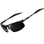 ATTCL Homme Lunettes de Soleil Polarisées Sports Lunette De Soleil Polarisé Al-Mg métal Cadre super léger Black-grey