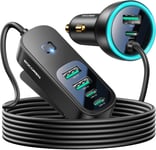 105w Chargeur De Voiture Usb C, 6 Port 12v 24v Type C Pd3.0 Qc3.0 Chargeur Voiture Charge Rapide Avec 1.5m Câble, Adaptateur Pour Iphone 15/14/13, Samsung S23, Pixel[X979]