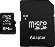 Carte mémoire Micro SD SDXC avec adaptateur classe 10 compatible avec Nikon Coolpix L12 S6500 P60 S3600 S9400 64 Go