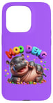 Coque pour iPhone 15 Pro Adorable bébé hippopotame Moo Deng Merry Christmas Cheer