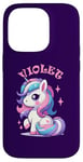 Coque pour iPhone 14 Pro Motif licorne violet pour fille