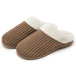 Kuako Chaussons Doublées en Peluche Femme Anti-dérapant À Mémoire D'intérieur Hiver Confort Chauds Accueil Pantoufles, Café, 40/41 EU