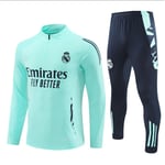 2425 Ny Real Madrid Fotboll Långärmad Halv Blixtlås Vuxen & Barn Träningströja Light green 10