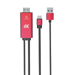 Câble USB-C vers HDMI avec connecteur USB-A - Rouge