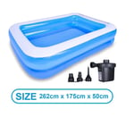 Grande piscine gonflable d'été pour enfants,jouet d'extérieur rectangulaire en PVC,pour la famille,pour bébé,2/2 m - Type 2.6M Pool with Pump #C