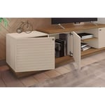 Pegane - Meuble tv de 3 portes coloris Miel / Beige - Longueur 195 x profondeur 36 x hauteur 51 cm