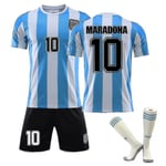 Maradona tröja nr 10 Argentina Retro King Fotbollströja Set 1920 Maradona 10 Kids Vuxna barn nyaste 1986 Maradona 10 adults 2XL(185-190CM)