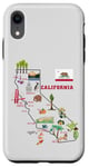 Coque pour iPhone XR Carte de la Californie, Repères, grandes villes, drapeau