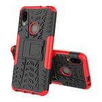 AUSKAS-UK Shockproof Protective Case For Xiaomi Tire Texture TPU+PC Shockproof Phone Case for Xiaomi Redmi Note 7, with Holder Combination Case (Color : Red)