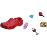 Crocs Unisex Classic Clog, Red, 12 UK Men/13 UK Women/Unisex's Shoe Charms Personalize Jibbitz, Ladies Night 5-Pack, One Size