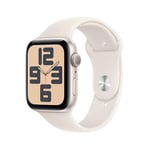 Apple Watch SE (2. Generation) GPS 44 mm Smartwatch mit Aluminiumgehäuse in Polarstern und Sportarmband in Polarstern (S/M). Fitness und Schlaftracker, Unfallerkennung, Herzfrequenzmesser