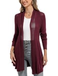 iClosam Gilet Femme Long Tricot Veste Femme Longue Pull Gilet Femme Manches Longue, Rouge1, M