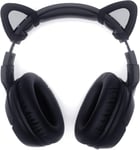 Kitty Ears Décoratif pour Casque,Oreilles en Silicone Décoration de Chat Mignon,Compatible avec Gaming Headsets Sony/HyperX,Installation avec Sangles de Fixation Réglables,Noir + Gris